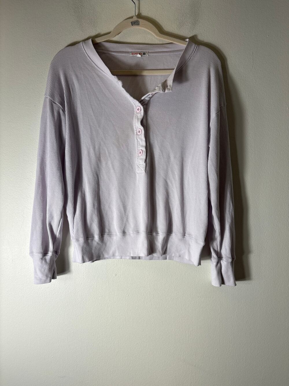 Sundry Lilac Waffle Knit Long Sleeve Tee Sz 0